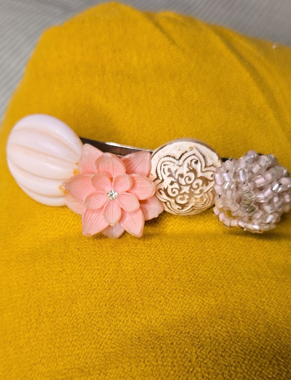 Handcrafted Pink Floral Cluster Hair Clip